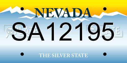 SA12195 Nevada License Plate