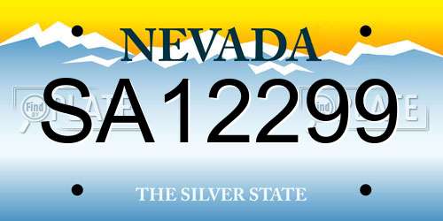 SA12299 Nevada License Plate