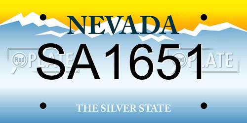 SA1651 Nevada License Plate
