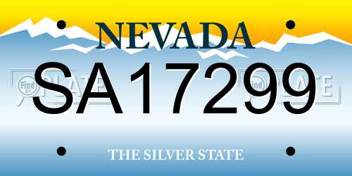 SA17299 Nevada License Plate