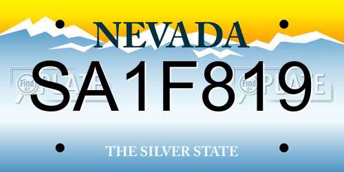 SA1F819 Nevada License Plate