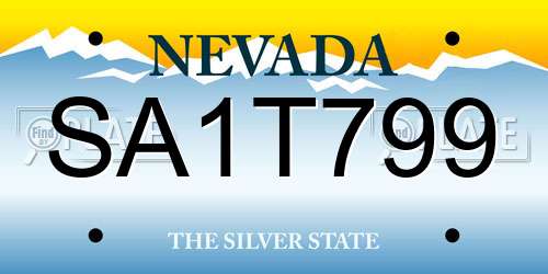 SA1T799 Nevada License Plate
