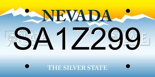 SA1Z299 Nevada License Plate