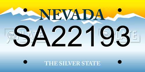 SA22193 Nevada License Plate