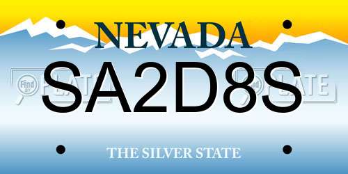 SA2D8S Nevada License Plate