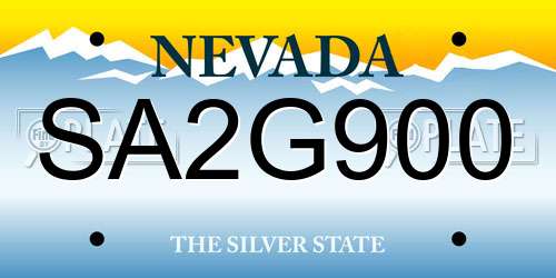 SA2G900 Nevada License Plate