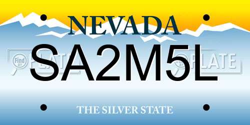 SA2M5L Nevada License Plate