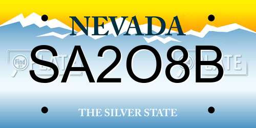 SA2O8B Nevada License Plate