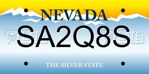 SA2Q8S Nevada License Plate