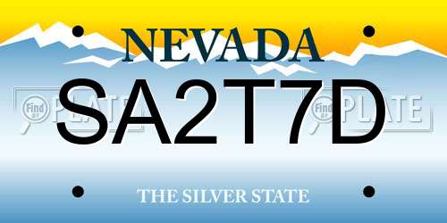 SA2T7D Nevada License Plate
