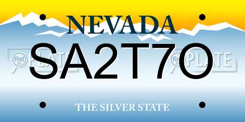 SA2T7O Nevada License Plate