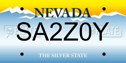 SA2Z0Y Nevada License Plate