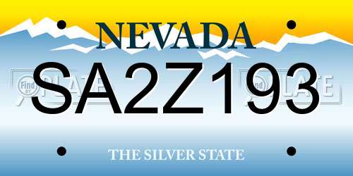 SA2Z193 Nevada License Plate
