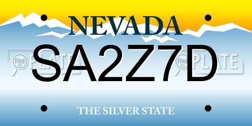 SA2Z7D Nevada License Plate