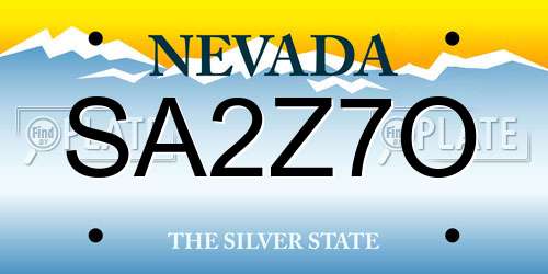 SA2Z7O Nevada License Plate