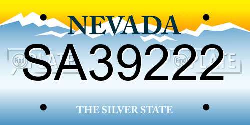 SA39222 Nevada License Plate