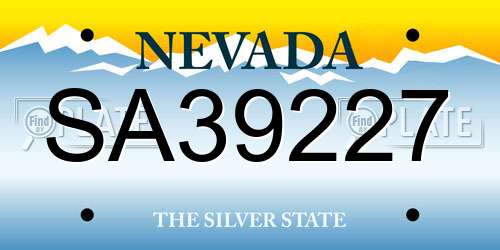 SA39227 Nevada License Plate