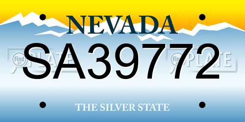 SA39772 Nevada License Plate