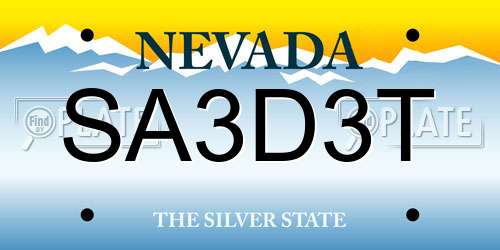 SA3D3T Nevada License Plate