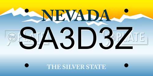 SA3D3Z Nevada License Plate