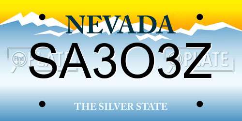 SA3O3Z Nevada License Plate