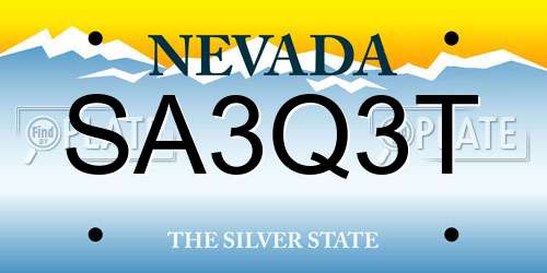 SA3Q3T Nevada License Plate