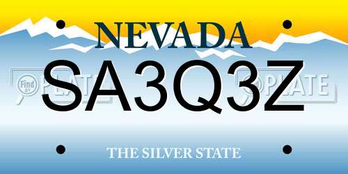 SA3Q3Z Nevada License Plate
