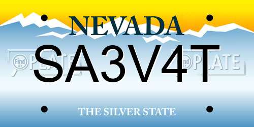 SA3V4T Nevada License Plate