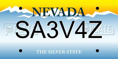 SA3V4Z Nevada License Plate
