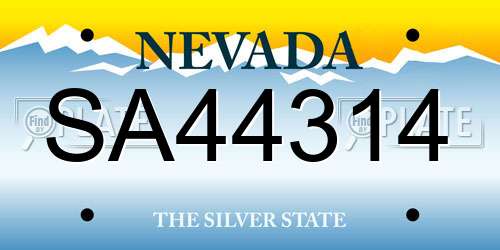 SA44314 Nevada License Plate