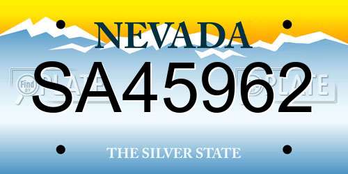 SA45962 Nevada License Plate