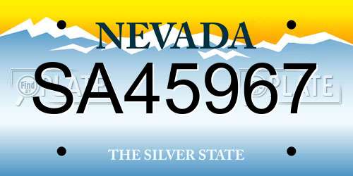 SA45967 Nevada License Plate