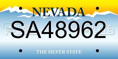 SA48962 Nevada License Plate