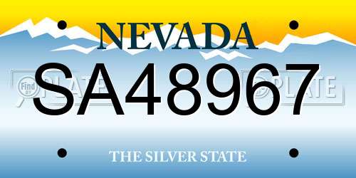 SA48967 Nevada License Plate