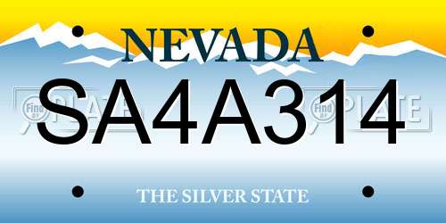 SA4A314 Nevada License Plate