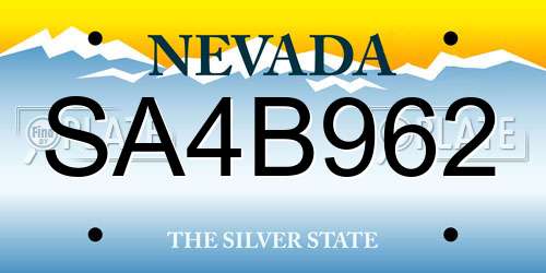 SA4B962 Nevada License Plate