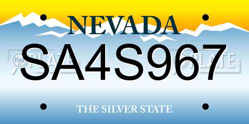 SA4S967 Nevada License Plate