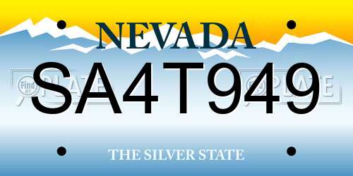 SA4T949 Nevada License Plate
