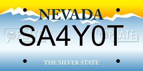 SA4Y0T Nevada License Plate