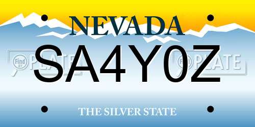 SA4Y0Z Nevada License Plate