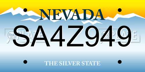 SA4Z949 Nevada License Plate