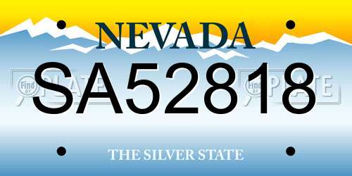 SA52818 Nevada License Plate