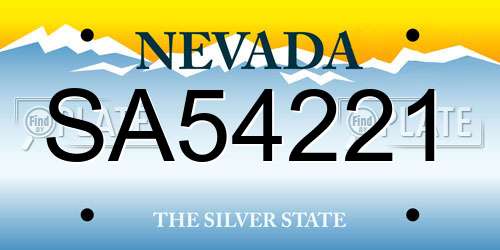 SA54221 Nevada License Plate