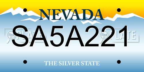 SA5A221 Nevada License Plate