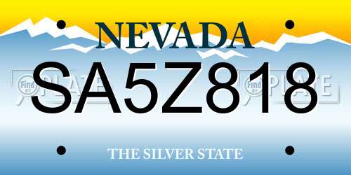 SA5Z818 Nevada License Plate