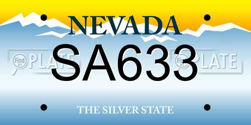 SA633 Nevada License Plate