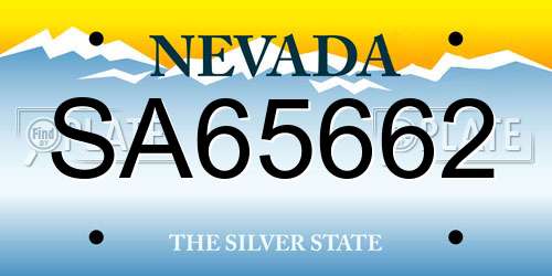 SA65662 Nevada License Plate