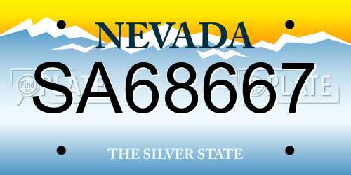 SA68667 Nevada License Plate
