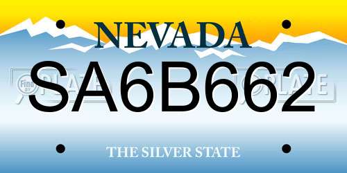 SA6B662 Nevada License Plate