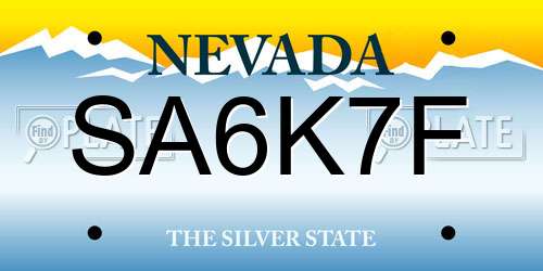 SA6K7F Nevada License Plate